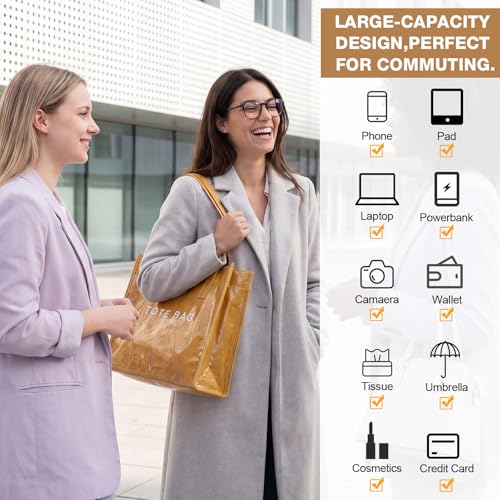 Bolso Tote de PVC para Mujer con Estampado y Pouch miniatura 5