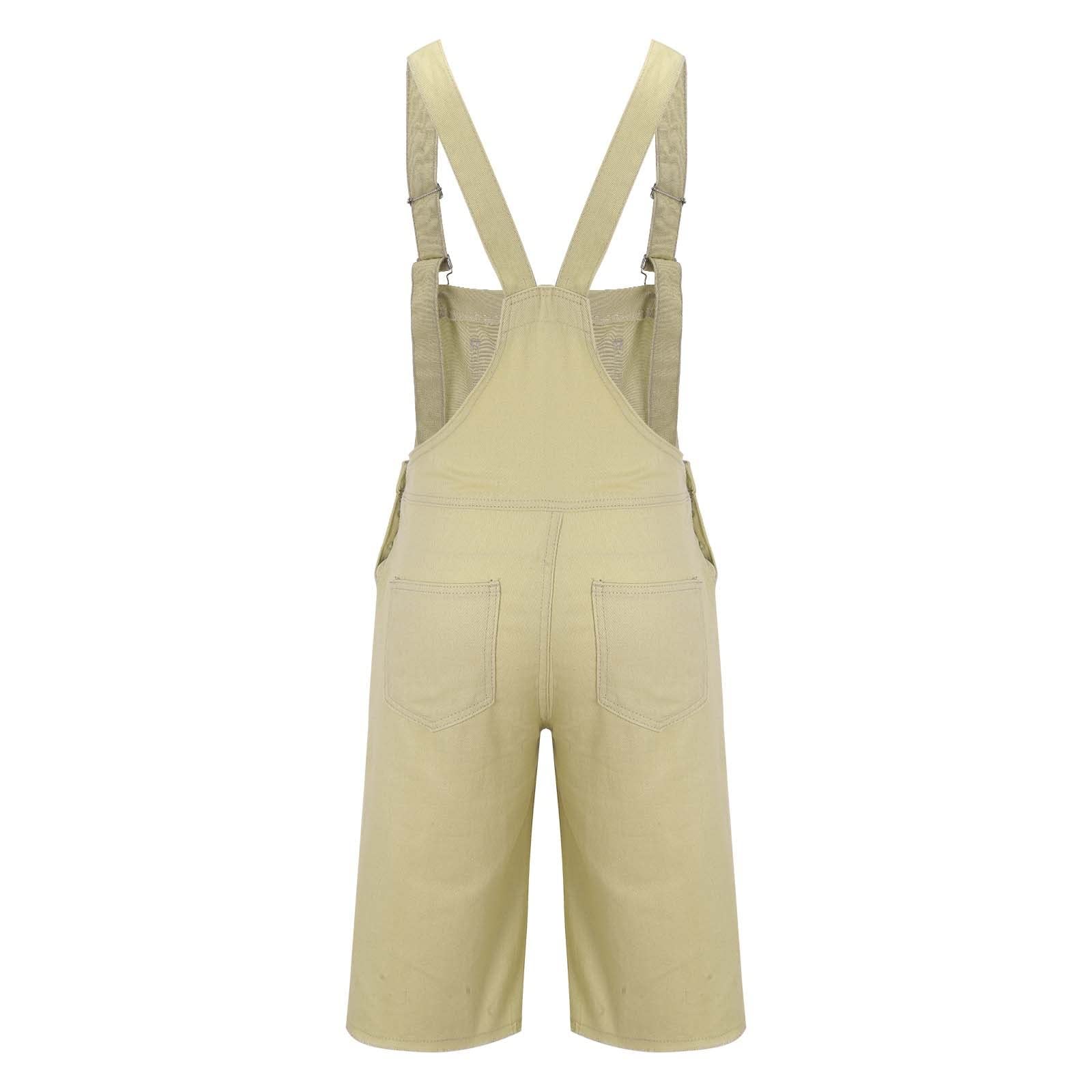 Salopette d'été courte en jean pour homme avec poches et bretelles