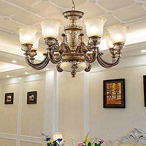 Chandelier rétro américain à 8 lampes en fer forgé rustique pour grand salon et salle à manger