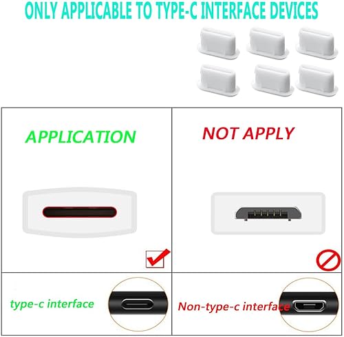 Miniatura 3 de Juego de 20 pares de tapones antipolvo USB C para puerto de carga tipo C y conector de auriculares, tapas de silicona antipolvo compatibles con