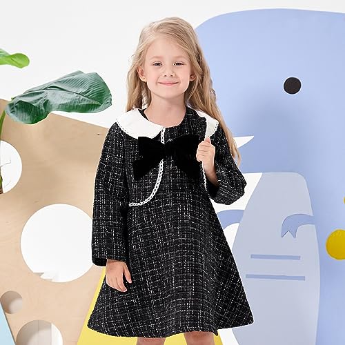 famuka Little Girl Tweed Suit Kids 2PCS Sleeveless Dress + Coat Winter Party Dress Outfit2
