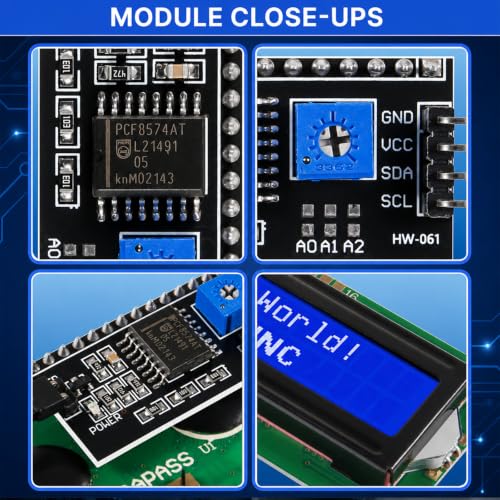 Image of 10 Packs I2C LCD Screen 1602 16x2 Character Display Module, 5V Serial Interface with Blue Backlight for DIY Electronics Projects