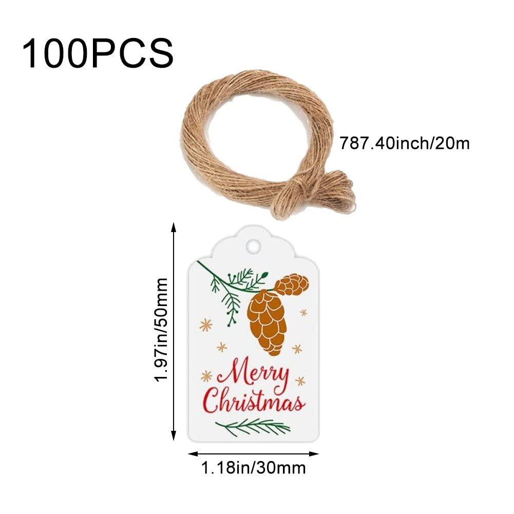 50 Tag Regalo Di Natale In Carta Kraft Con Corda – 5 Design Festivi – 75x50mm – Per Pacchi Regalo, Scrapbooking E Etichette Fai Da Te - 2