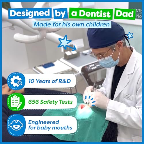 Image of Dr. Noah Microplastic-Free Bamboo Baby Toothbrush, Dentist Designed, 4 Pack