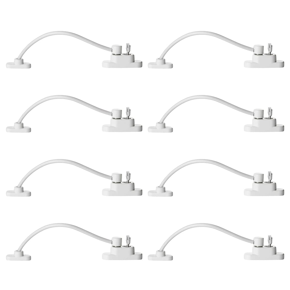 Nihuifdpy 8Pcs Window Door Restrictor Security Lock, Child Baby Security Wire Cable With Screws Keys, Self Adhesive For Upvc No Drilling Window Locks, Pet Child Safety Cable Lock For Childproof(8Pcs)