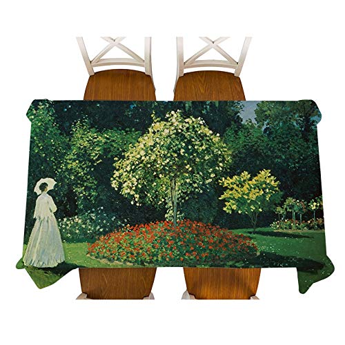 Monet étang Lotus Peinture à l'huile décoration Nappe imperméable épaisse rectangulaire Table à Manger Couverture Table Basse Tissu A1 135x135 cm
