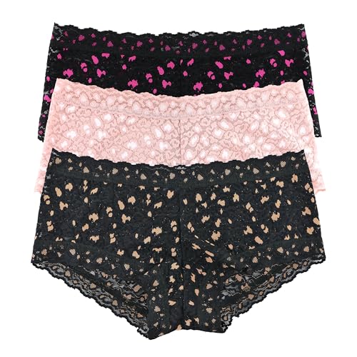 Image of hanky panky - Daily Lace Boyshorts | Women's Underwear, Soft Stretch Fit Panties, Cotton Blend | Sizes (XS-XL), 3 pack