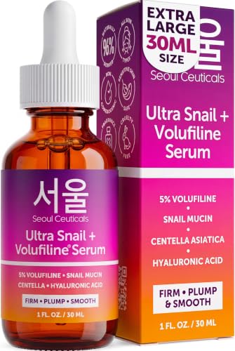 SeoulCeuticals Volufiline Serum + Snail Mucin - Extra Large 30ml 100% Sederma Volifiline Korean Skincare - Volufine Plumping Skin Care for Face 1oz