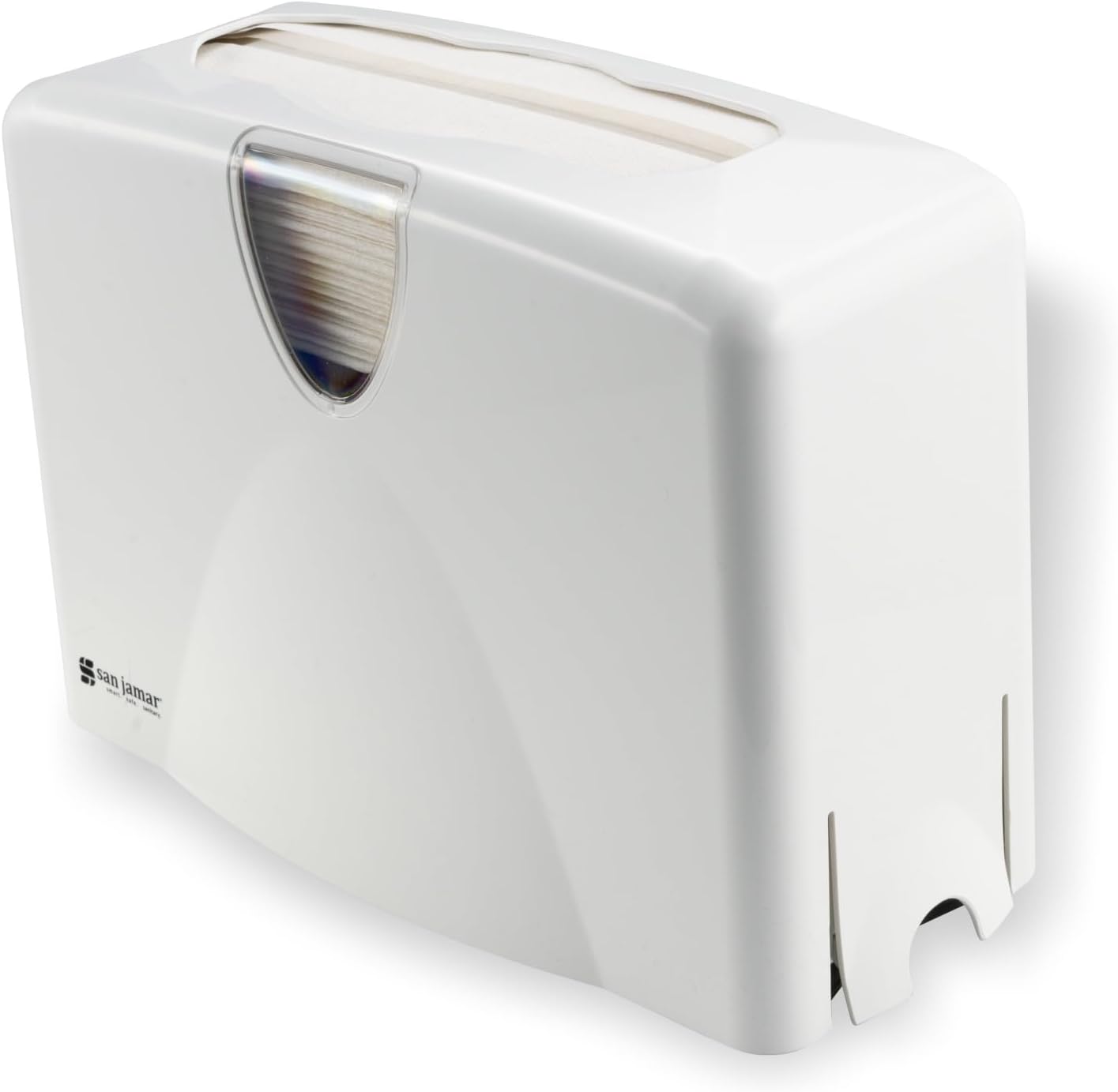 San Jamar Paper Towel Dispenser Countertop Towel Holder, Holds Multifold, C-Fold, Or Singlefold Towels for Bathroom, Restaurants, Cafes, Fast Food, Plastic, 9 X 12.25 X 6 Inches, White