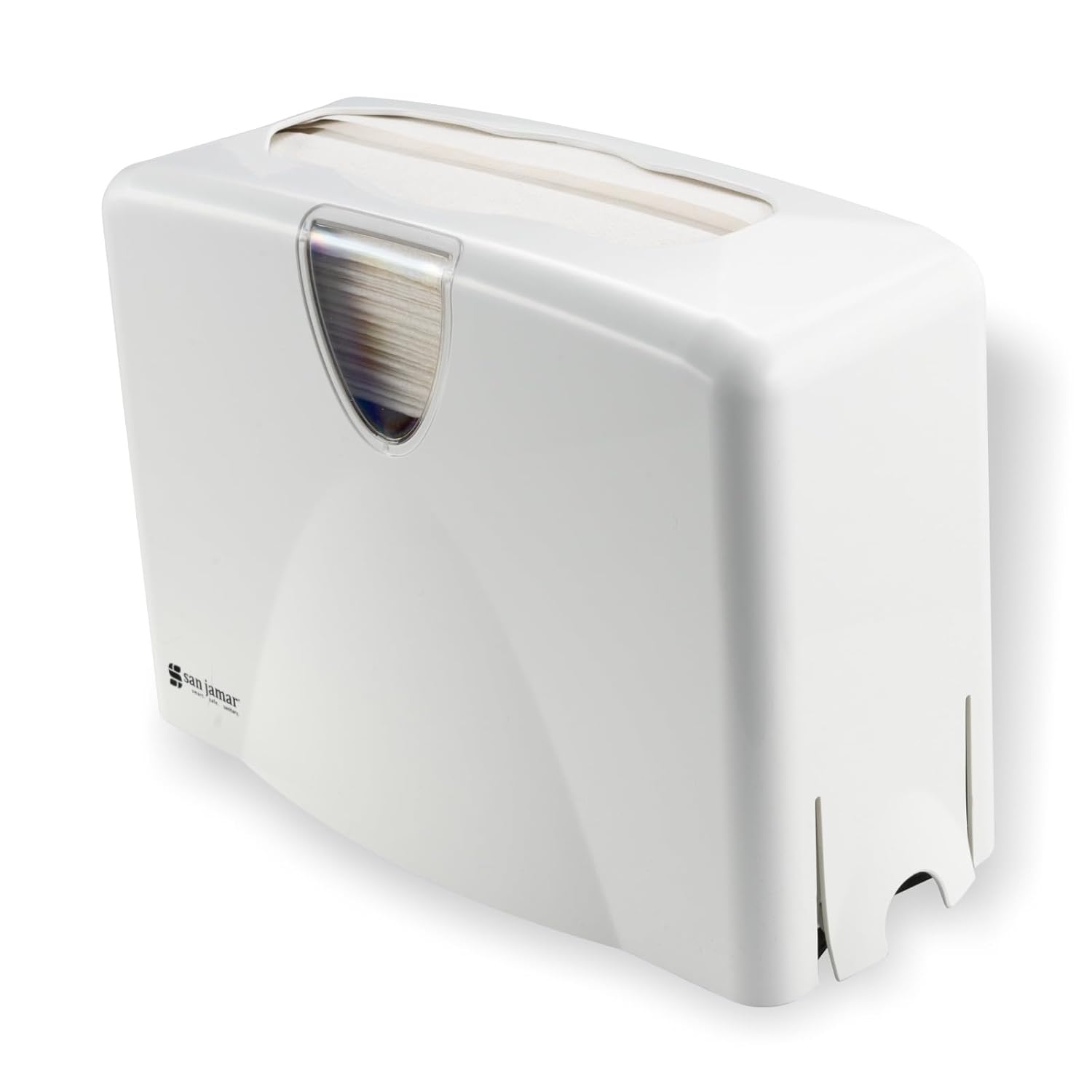San Jamar Paper Towel Dispenser Countertop Towel Holder, Holds Multifold, C-Fold, Or Singlefold Towels for Bathroom, Restaurants, Cafes, Fast Food, Plastic, 9 X 12.25 X 6 Inches, White