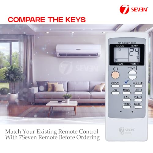Image of 7SEVEN Compatible with Sharp AC Remote Control CRMC-A764JBEZ Model 76 Suitable for 1 1.5 2 Ton Split and Window Air Conditioner - Match Each Key by Key Exactly with Existing AC Remote Function
