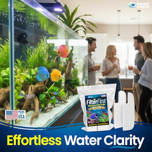 Image of Aquatic Experts FilterFirst + Polishing Pad Combo - Precut Aquarium Filter Floss & Water Polishing Media for Ultra Clear Water - 6 Pack Combo (6 FilterFirst + 6 Polishing Pads), Tidal 110 Compatible