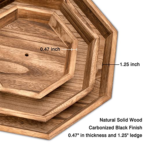 Wooden 3 Tiered Tray, Emfogo Tiered Serving Tray Farmhouse Cupcake Dessert Fruit Stand Tiered Serving Tray Stand For Valentines Day Easter Christmas Fall Halloween Decor (Carbonized Black) #TOP7