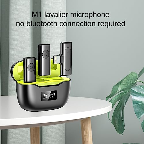 Aptkdoe Professional Wireless Lavalier Microphone Cordless Omnidirectional Condenser Noise Reduction Wireless Lapel Mic For Video Recording, Plug-Play Wireless Clip Mic For Youtube, Interview #TOP1