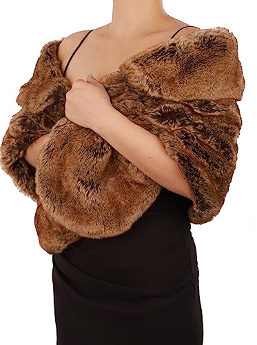 Octwine Faux Fur Shawls Wraps Wedding Bridal Fur Scarfs Warm Fur Stoles Cover Up Fashion Winter Shawls for Women2