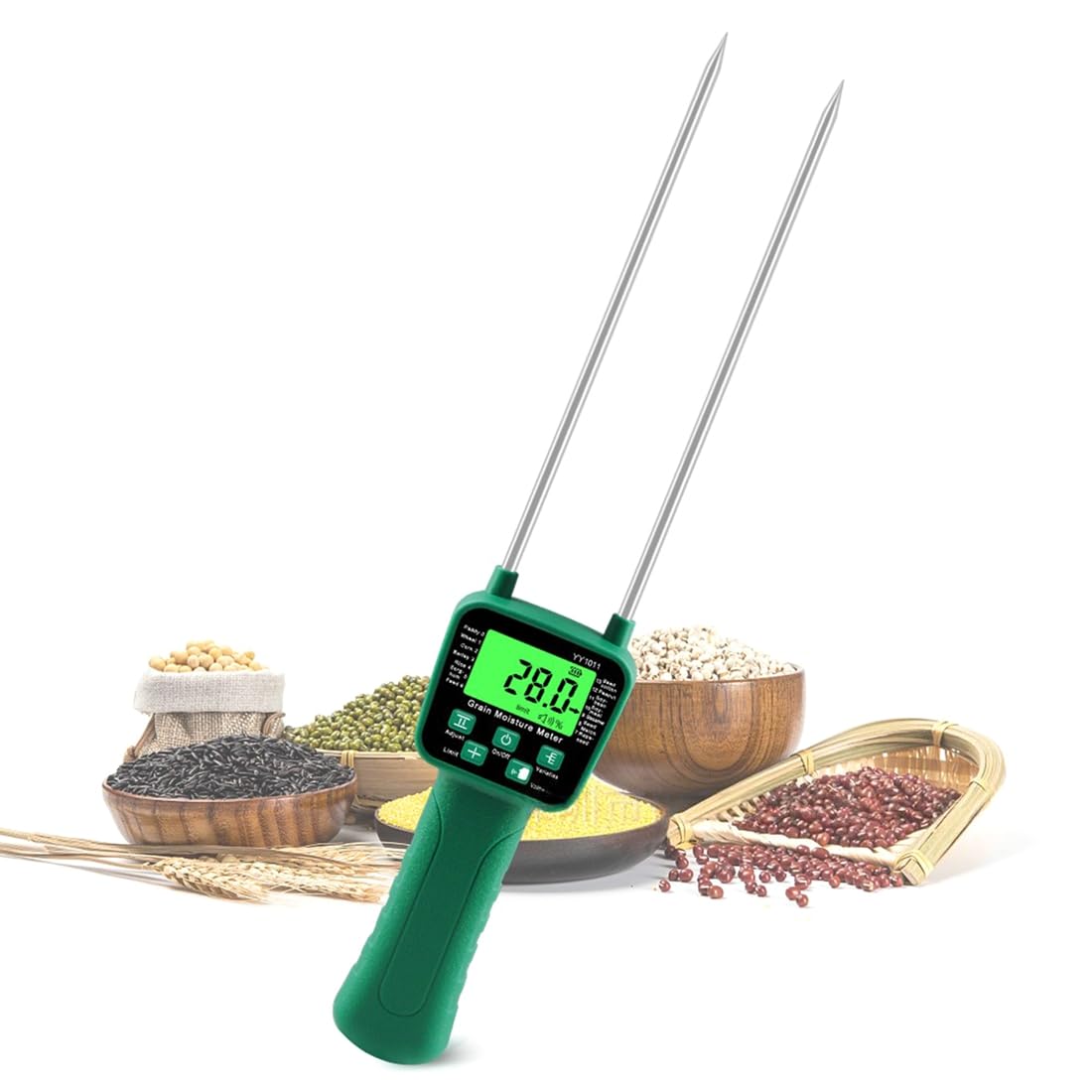 2 Stück Digitaler Kornfeuchtemesser YY-1011 Hygrometer für 14 Pflanzenarten Einschließlich Mais, Weizen, Erdnüsse Usw.