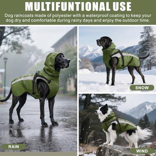 Oslueidy Hund Regenmantel wasserdichte Regenmäntel für Hunde Regenjacken mit Kapuze Haustier Regen Poncho Mantel für kleine mittlere große Hunde Welpen S-XXL (Grün, S)