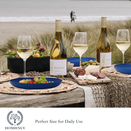 Image of Homienly Deep Dinner Plates Unbreakable Wheat Straw Plate Set of 8 Microwave and Dishwasher Safe Kitchen Plates for Lunch, Camping, Outdoor, RV, Reusable Plastic Plates 9 inch (Ocean Series)
