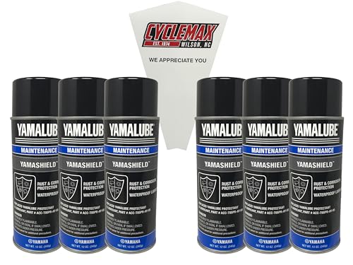 Cyclemax Six Pack compatible with Yamaha Yamalube 12 Oz. Yamashield Can ACC-YAMSH-LD-00 Contains Six Cans and a Funnel