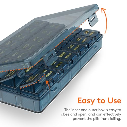 Image of Lifewit Monthly Pill Organizer Once a Day, 28 Day Pill Box, Blue, 28 Grids