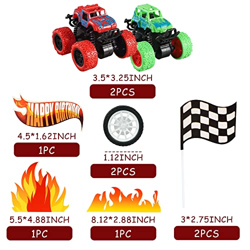 Drwate GCMGF100006 Truck Cake Toppers Truck Cake Decorations Flame Blaze Wheel Race Car Cake Toppers thumb #1