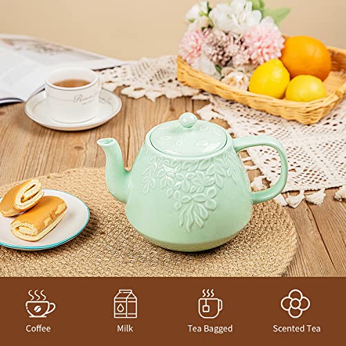 Toptier Leaf Teapot, Porcelain Tea Pot With Infuser And Lid thumb #5
