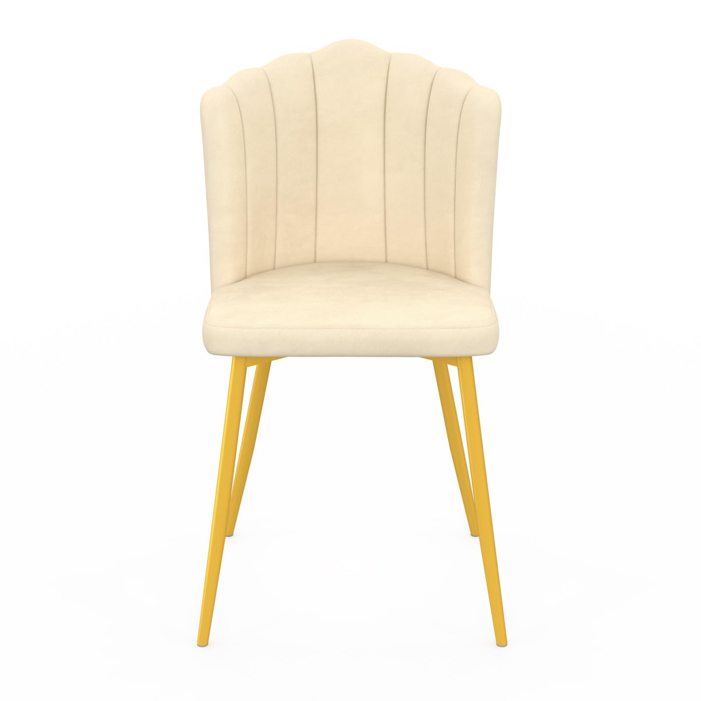 IDMarket – Juego de 2 sillas de concha Adella Beige de terciopelo con patas doradas