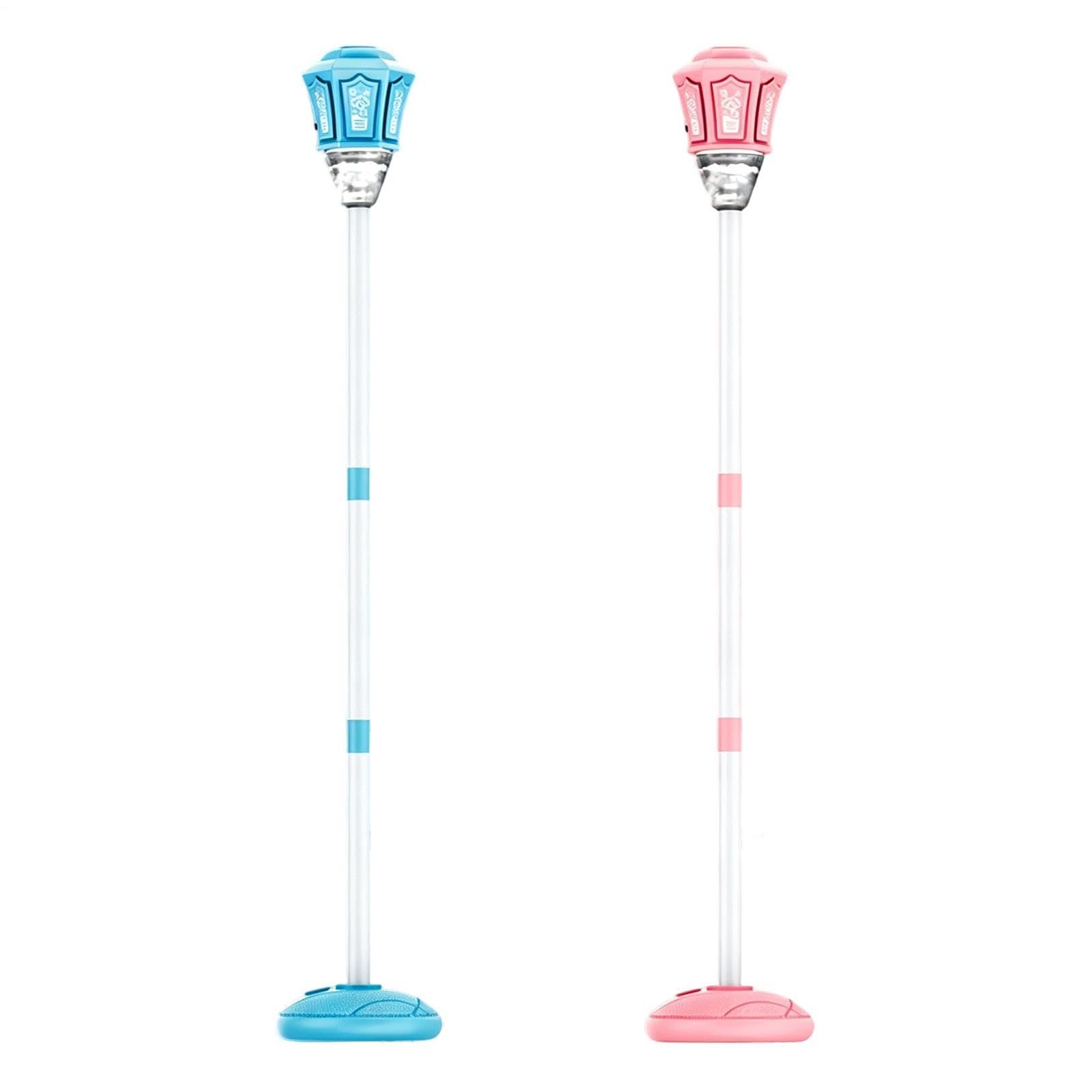 Standing Bubble Machine | 2PC Automatic Bubbles Maker Lamp | Stand Up Bubbles Machines Outdoor Toys with LED Lights & Music | Road Lamp Shape Bubble Machine for Kids Birthday Party Gift