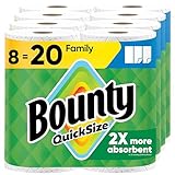Bounty Quick-Size Paper Towels, White, 8 Family Rolls = 20 Regular Rolls