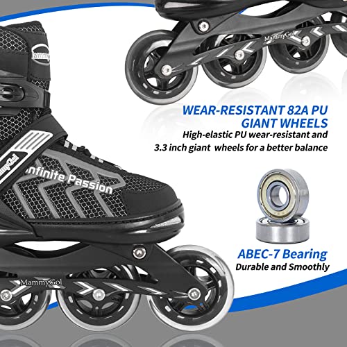 Blade Roller Skates With Giant Wheels For Men And Women, High Performance Adjustable Inline Hockey Skates For Adult, Youth And Boys Outdoor Sports - Black - Size 5 6 7 8 #TOP2