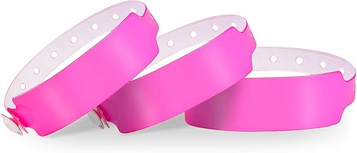 Wristall Fivepeans - Paquete de 500 pulseras de color rosa neón para eventos, muñequeras de vinilo para fiestas