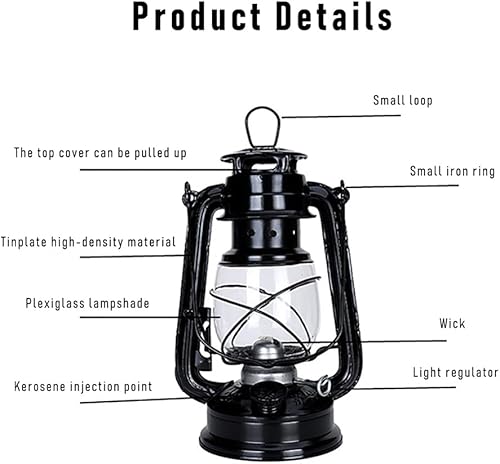 Miniatura 6 de Ochine Linterna de aceite de queroseno, linterna vintage para huracán, linterna colgante de metal antiguo, lámpara de aceite retro, lámpara de