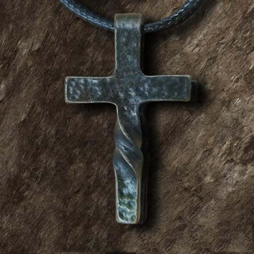 Handmade Cross Necklace, Retro Cross Necklace Steel Classic Twisted Cross Pendant Necklace,Long Leather Rope Necklace Jewelry,for Men Women Gifts (1PCS)2