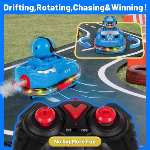 Image of Ascetic 2 Pack Remote Control Bumper Car Toys Set forToddlers&Kids, Mini RC Ejection Battle Race Cars with LED Lights, Music & Spray, Ideal Christmas Birthday Gift for Age 3+ Kids Unisex((2)