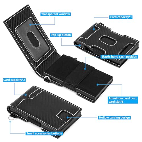 Carbon Fiber Wallet for Men - Slim Bifold RFID Blocking Wallet, Aluminum Credit Card Holder, Money Clip, 10 Card Slots, Gift for Adults2