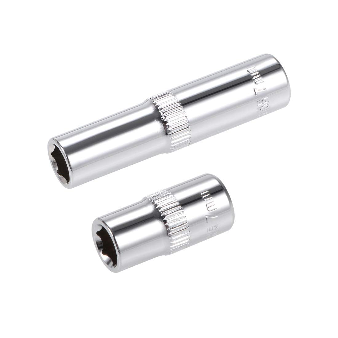TA-VIGOR 2Pcs 1/4-Inch Drive by 7mm Deep and Shallow Socket, Cr-V Drive Socket, 6-Point, Metric for Auto Repairing and Household