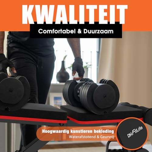 DH FitLife Opvouwbare 8-in-1 halterbank | 80% ruimtebesparende trainingsbank voor totale lichaamstraining thuis | Verstelbare fitnessbank en schuine bank, buikspiertrainer voor homegym - Afbeelding 6