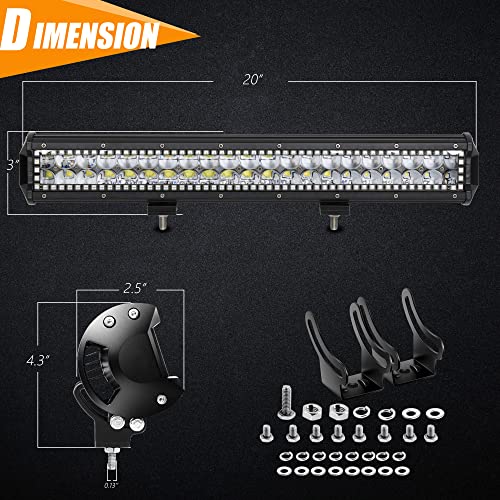 Led Light Bar, Nicoko 20" 126W Leds Flood Spot Combo Beam Light Bar With Chasing Rgb Halo Wiring Harness Waterproof Ip68 Bumper Suv Utv Off Road Vehicle Boat Lighting Accessories, 2 Year Warranty #TOP1