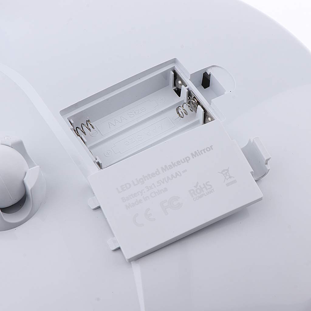 Fenteer Kosmetikspiegel LED mit Licht, 10x Vergrößerung mit Saugnapf, 360° Schwenkbar, Make-Up Schminkspiegel Beleuchtet mit Blendfreier Beleuchtung