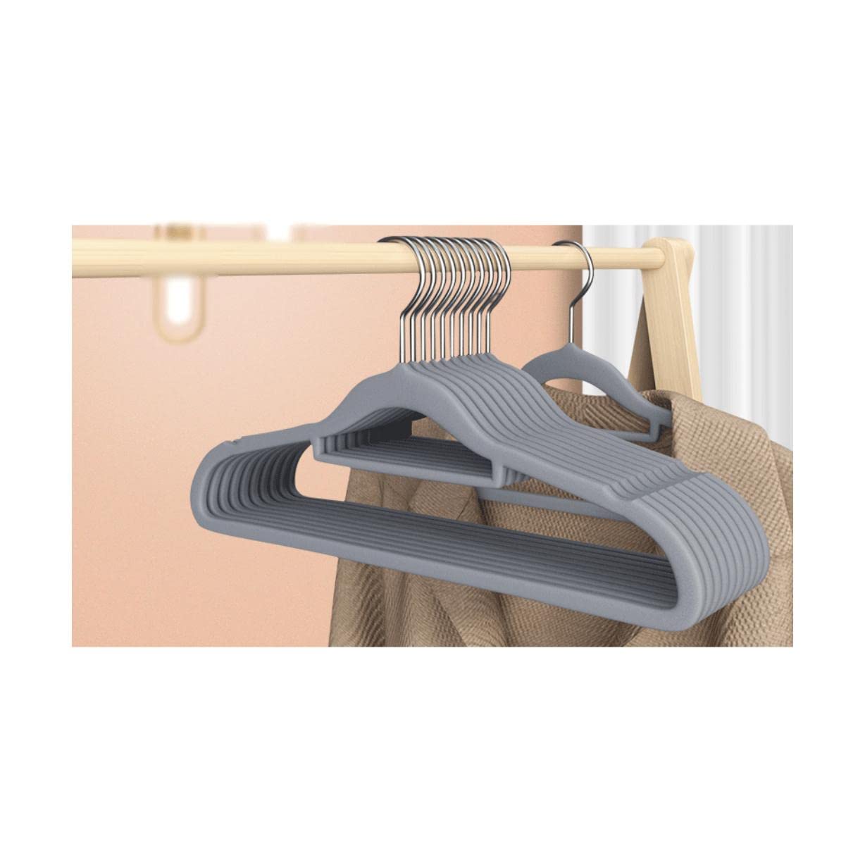 TXGJWRA Space Saving Hangers 20-Pack Coat Hanger Non Slip Hangers Clothes Hangers Suit Shirt Dress Hangers Thin Flocked Hangers Hangers Coat,D