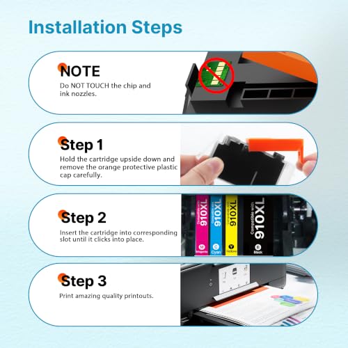 Image of 910 XL for HP 910xl Ink Cartridges Combo Pack Compatible with HP 8020 Printer Ink Cartridges HP910 Work for Officejet 8015 8020 8028 8035 Printer, Black Color 5 Pack
