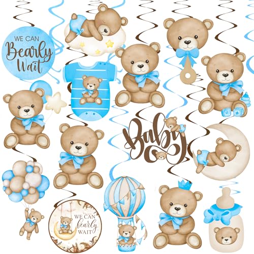 Bear Hanging Swirls Blue Bear Baby Shower Party Decorations 20Pcs...