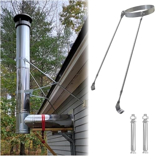 HEFJIAYCIQ Soporte De Acero Inoxidable Para Tubos De Chimenea, Soporte Metálico Para Revestimiento De Chimenea En Pared/Techo, Accesorio Para Sistema De Tubos Metálicos Para Estufa,Plata,230mm