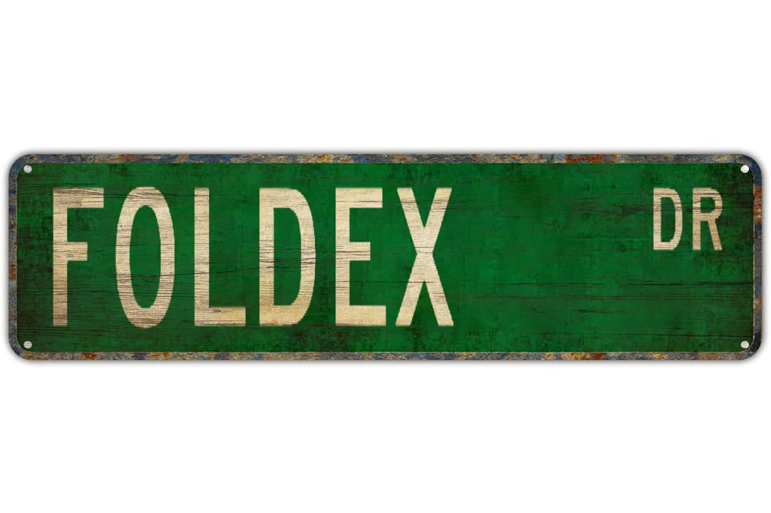 peiyeety Vintage Metal Tin Sign Decorative Wall Art Foldex Dr Themed Street Sign, Rustic Style, Durable Waterproof Rustproof, For Home, Pet Decor, Cat, Easy To Mount, 4x16 Inch