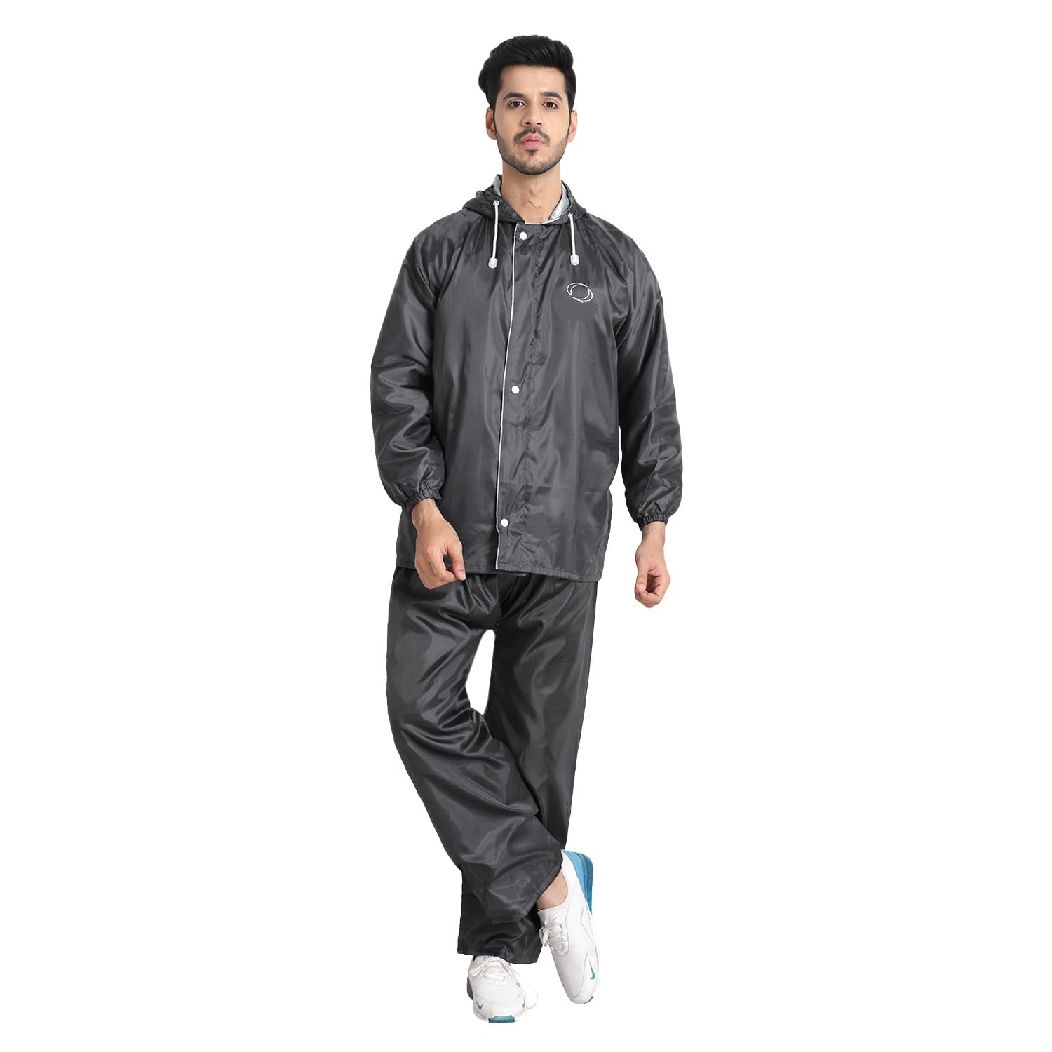 Men's Waterproof Double Layer Reversible Raincoat/Rainsuit With Pant (Grey_Pack of 1)-image-30