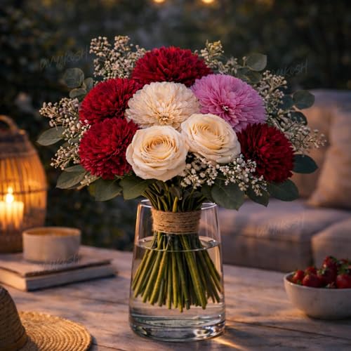 Image of Divyakosh Artificial Flowers for Home Decoration, Flora for Decor | Artificial Flowers for Vase (VASE NOT Included).Wedding Gifts Item Artificial Flowers Bunch for Vase |