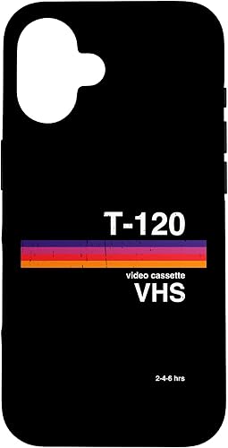 Funda para disfraz de nostalgia retro para iPhone 16 con gráficos de cinta VHS de los años 80 y 90