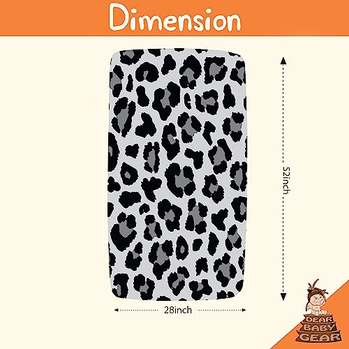Image of Dear Baby Gear - Baby Crib Sheets - Toddler Bed Sheets - Breathable Fitted Bed Sheet - Nursery Bedding - Cribs Mattress Cover - Standard Crib Sheet for Girls & Boys - 52x28x10 (Gray Leopard Print)