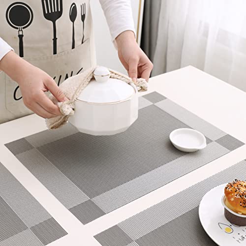 Image of HOKIPO PVC Placemats Set of 4 - 45x30 cm (AR2753),Grey