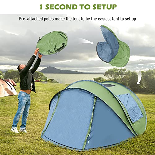 Carpa instantánea para 4 personas con claraboya y cubierta impermeable miniatura 2